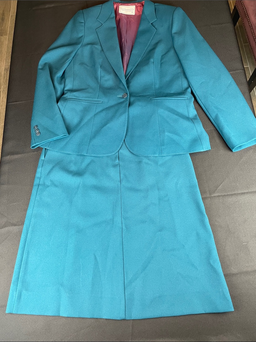 Levi Strauss & Co Classic Teal Women's Skirt Suit green blue teal a line VTG